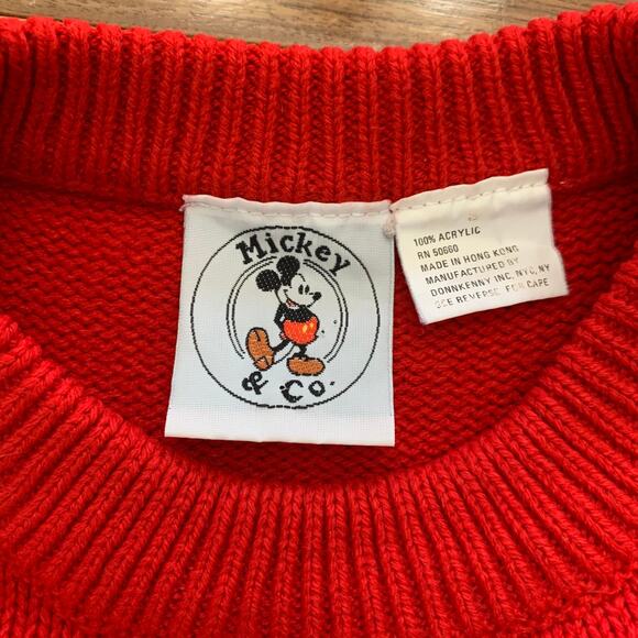 Vintage Red Mickey Face Crewneck Sweater ~ Medium Mickey and Co - Picture 3 of 13